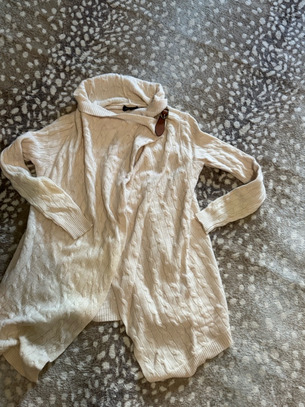 Ralph Lauren Cream Cable-Knit Sweater Cardigan with Toggle